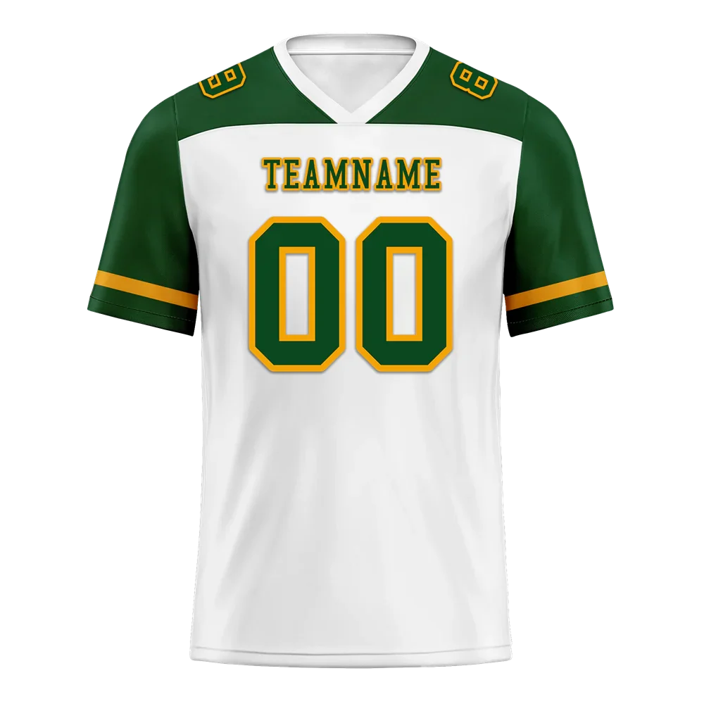 Custom White Green Raglan Sleeves Green Personalized Authentic Football Jersey FBJ02-bc0f0b7 - Coolcustomize