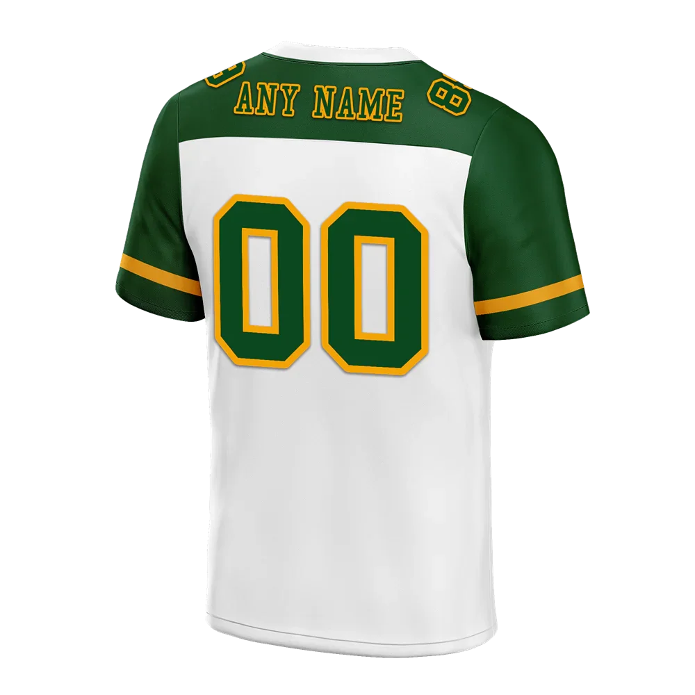 Custom White Green Raglan Sleeves Green Personalized Authentic Football Jersey FBJ02-bc0f0b7 - Coolcustomize