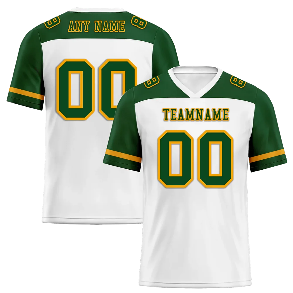 Custom White Green Raglan Sleeves Green Personalized Authentic Football Jersey FBJ02-bc0f0b7 - Coolcustomize