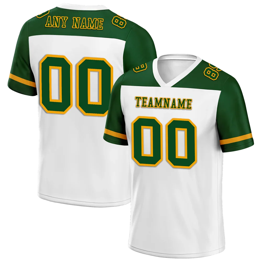 Custom White Green Raglan Sleeves Green Personalized Authentic Football Jersey FBJ02-bc0f0b7 - Coolcustomize