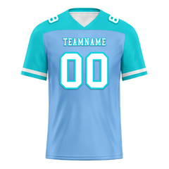 Custom Blue Aqua Raglan Sleeves White Personalized Authentic Football Jersey FBJ02-bc0f0b8