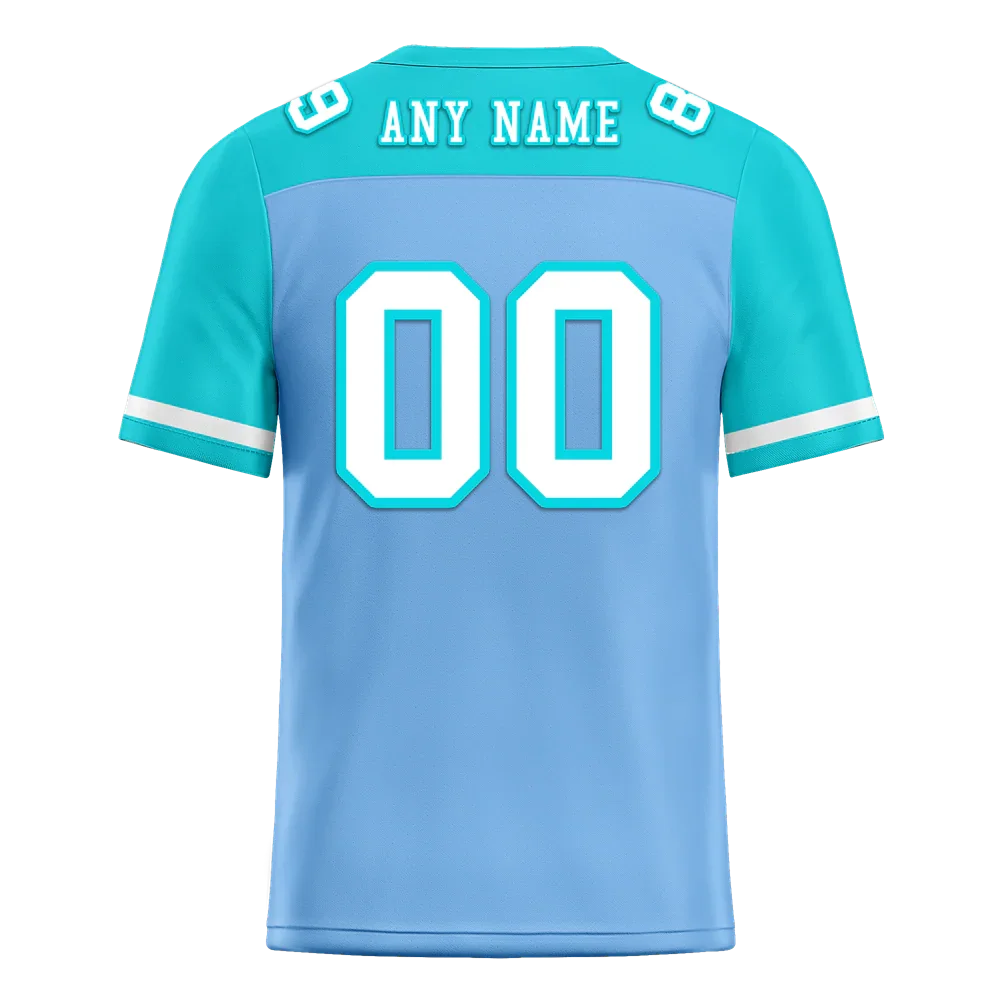 Custom Blue Aqua Raglan Sleeves White Personalized Authentic Football Jersey FBJ02-bc0f0b8 - Coolcustomize
