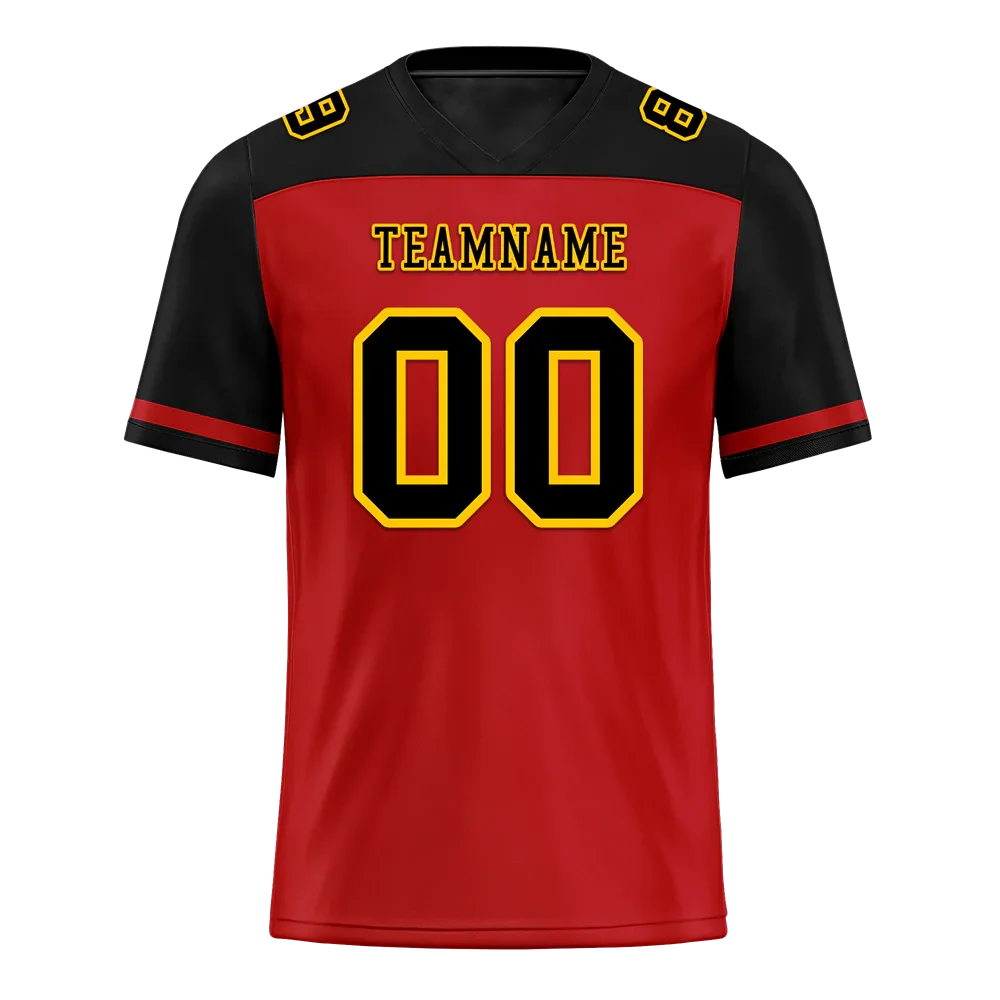 Custom Red Black Raglan Sleeves Black Personalized Authentic Football Jersey FBJ02-bc0f0b9 - Coolcustomize