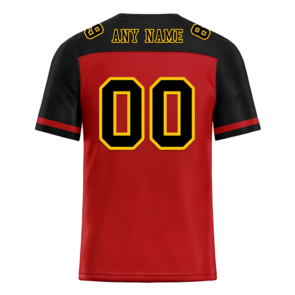 Custom Red Black Raglan Sleeves Black Personalized Authentic Football Jersey FBJ02-bc0f0b9 - Coolcustomize
