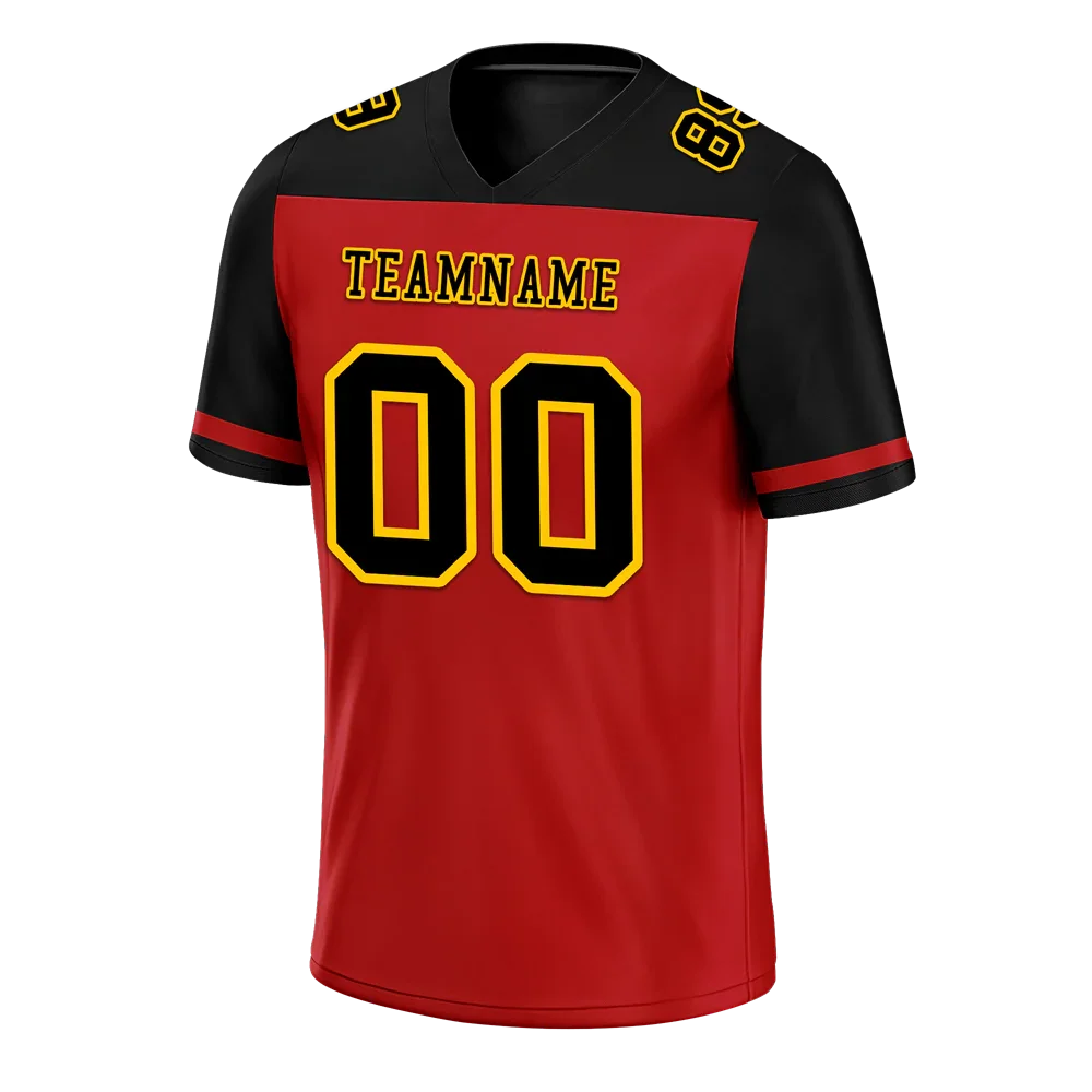 Custom Red Black Raglan Sleeves Black Personalized Authentic Football Jersey FBJ02-bc0f0b9 - Coolcustomize
