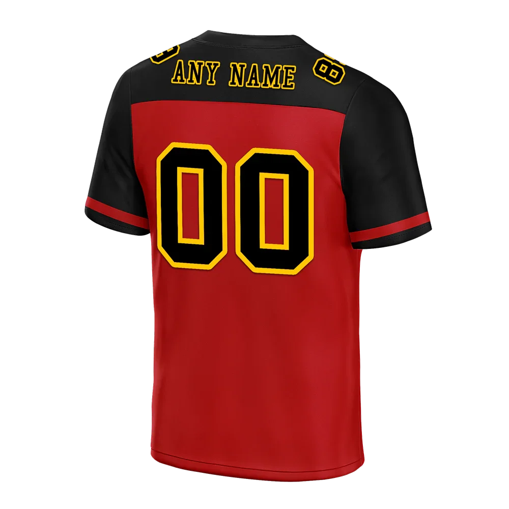 Custom Red Black Raglan Sleeves Black Personalized Authentic Football Jersey FBJ02-bc0f0b9 - Coolcustomize