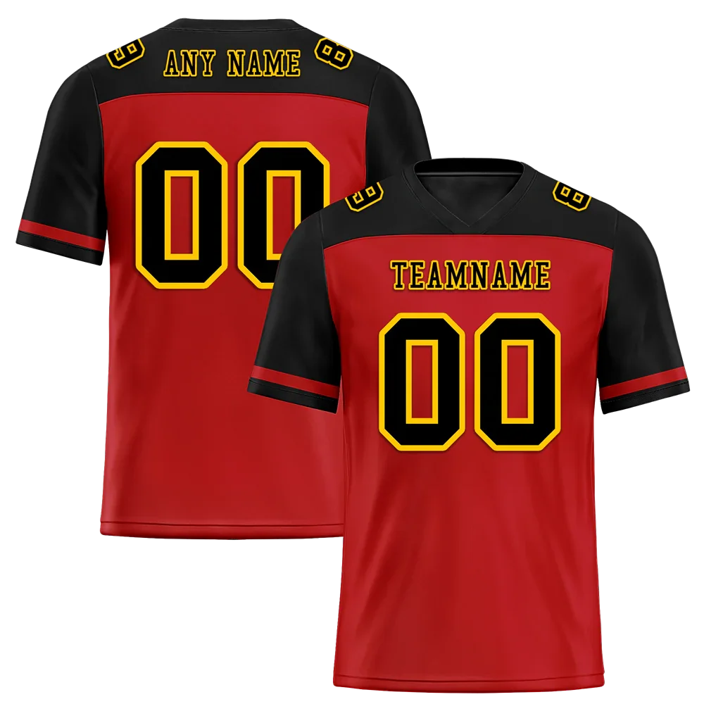 Custom Red Black Raglan Sleeves Black Personalized Authentic Football Jersey FBJ02-bc0f0b9 - Coolcustomize