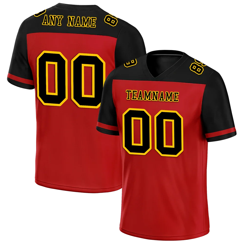 Custom Red Black Raglan Sleeves Black Personalized Authentic Football Jersey FBJ02-bc0f0b9 - Coolcustomize