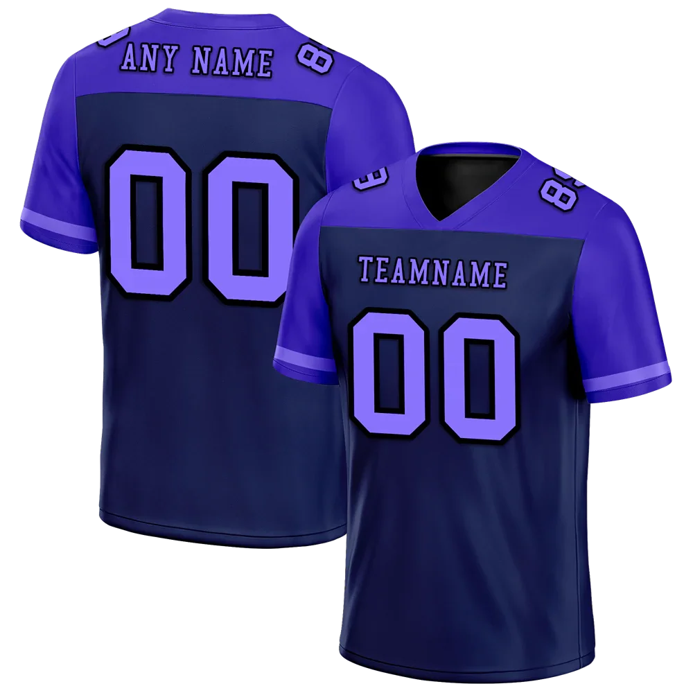 Custom Black Purple Raglan Sleeves Purple Personalized Authentic Football Jersey FBJ02-bc0f0c0 - Coolcustomize