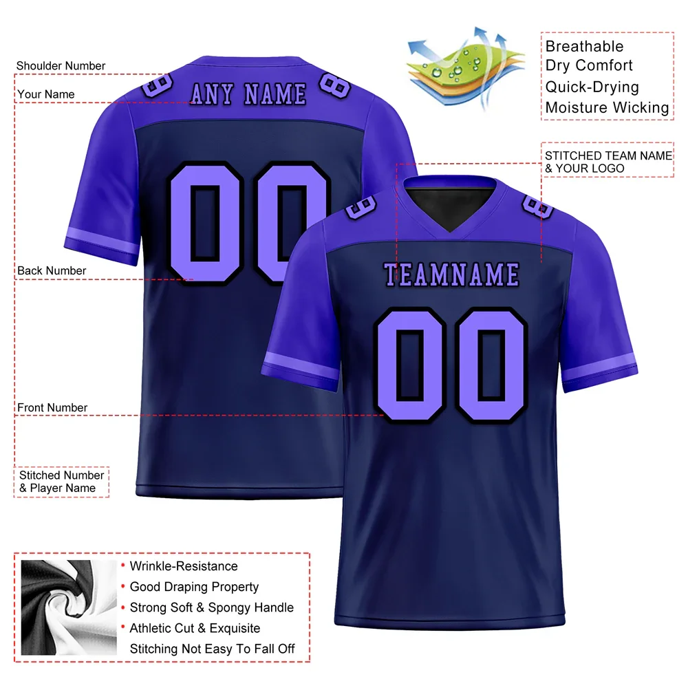 Custom Black Purple Raglan Sleeves Purple Personalized Authentic Football Jersey FBJ02-bc0f0c0 - Coolcustomize