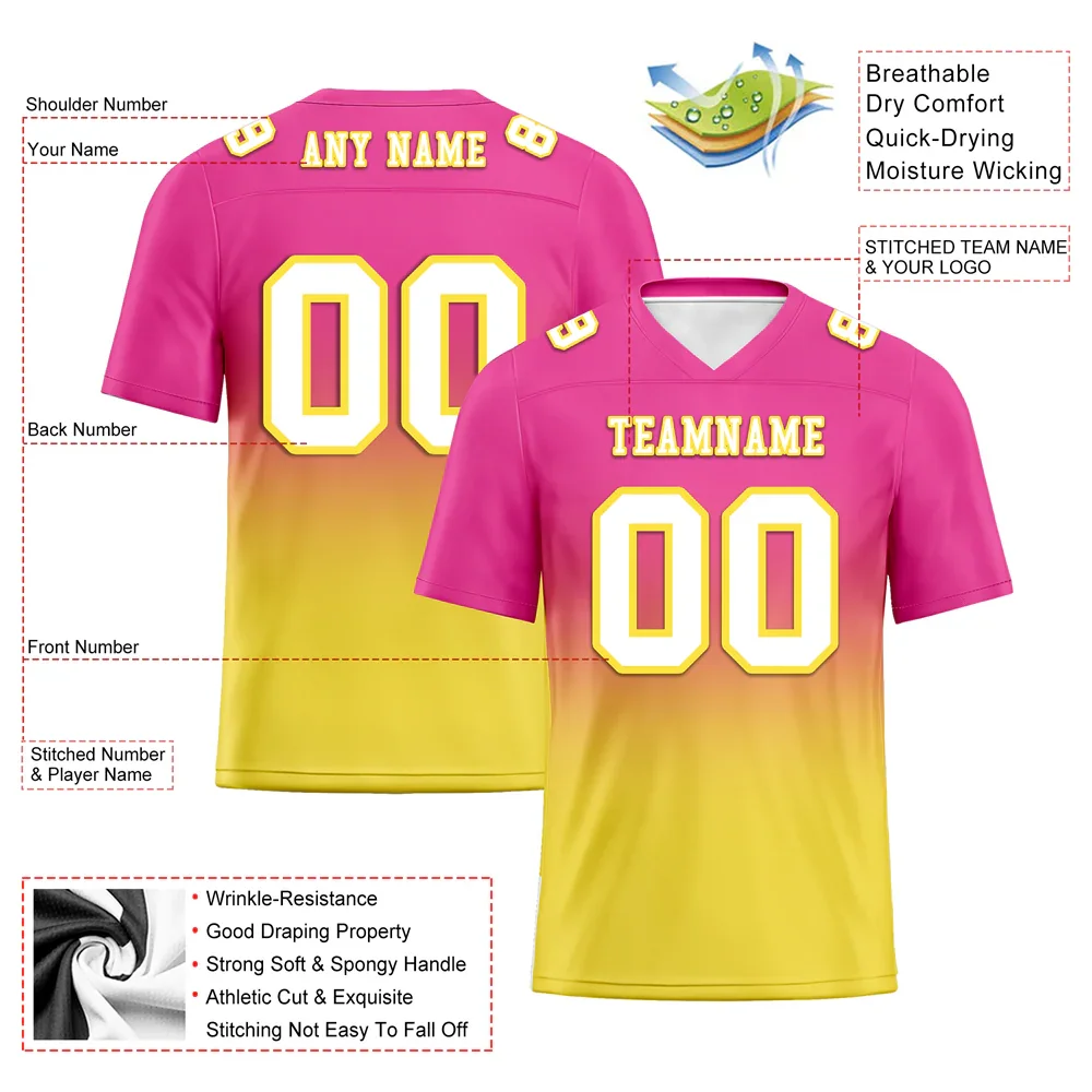 Custom Pink Yellow Fade Fashion White Personalized Authentic Football Jersey FBJ02-bc0f0cb - Coolcustomize
