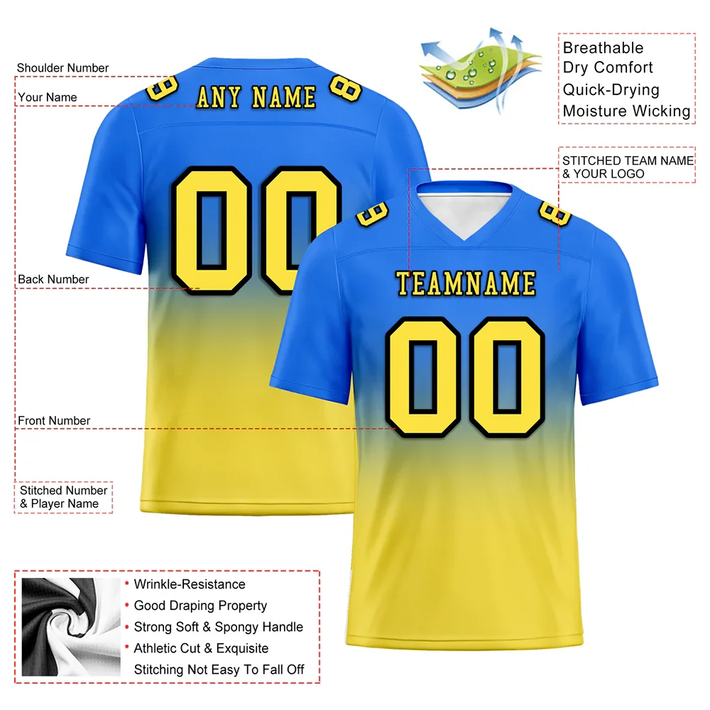 Custom Blue Yellow Fade Fashion Yellow Personalized Authentic Football Jersey FBJ02-bc0f0cc - Coolcustomize