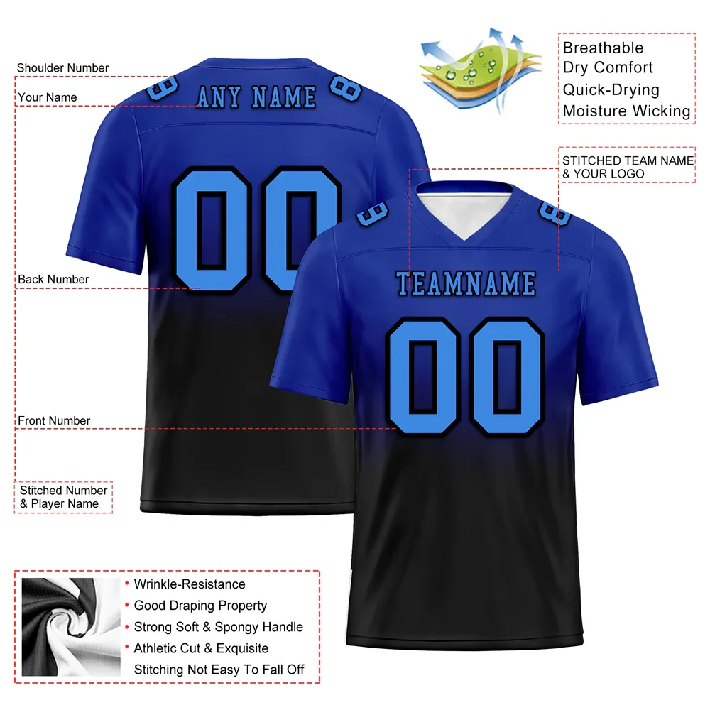 Custom Blue Black Fade Fashion Blue Personalized Authentic Football Jersey FBJ02-bc0f0c7 - Coolcustomize