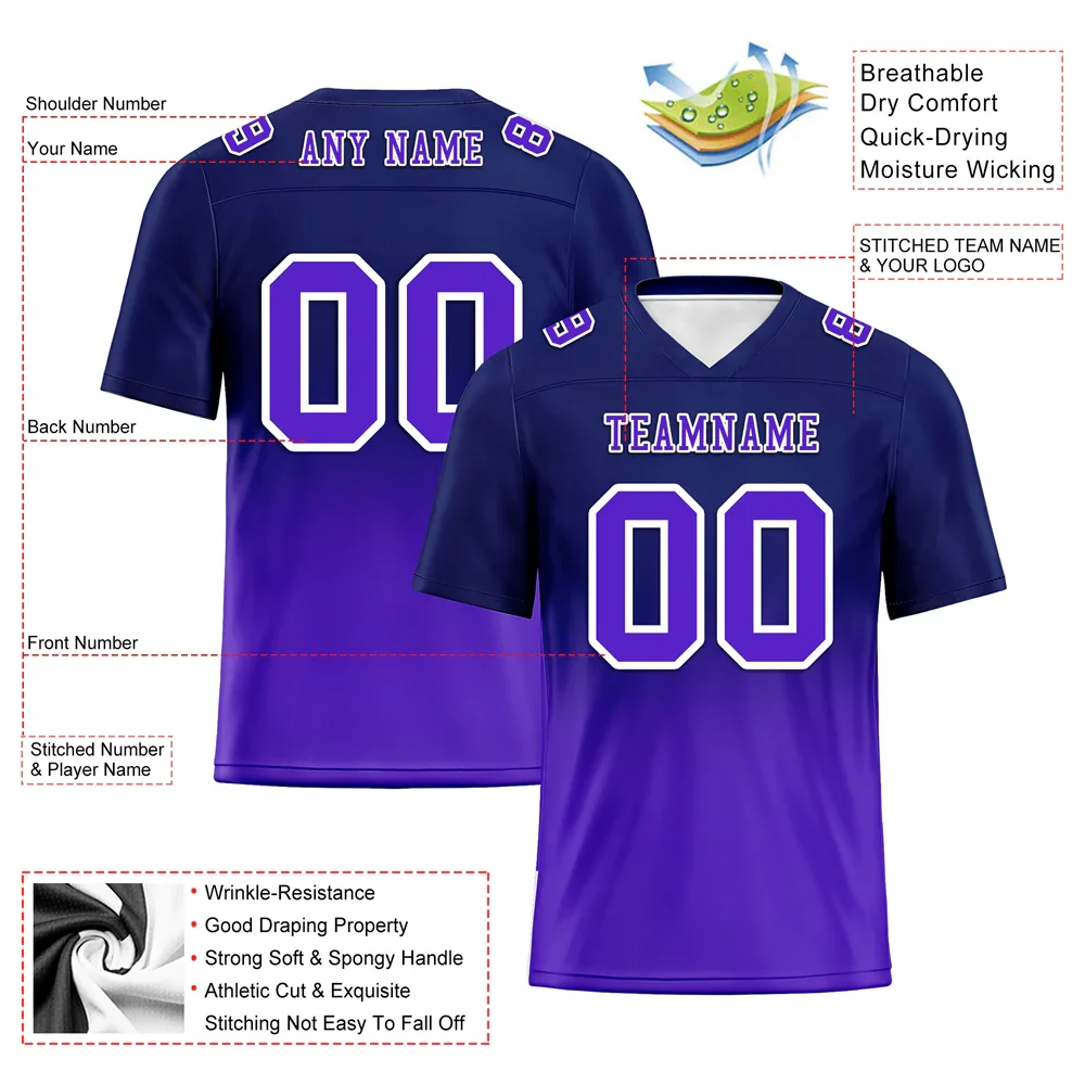 Custom Black Purple Fade Fashion Purple Personalized Authentic Football Jersey FBJ02-bc0f0d0 - Coolcustomize