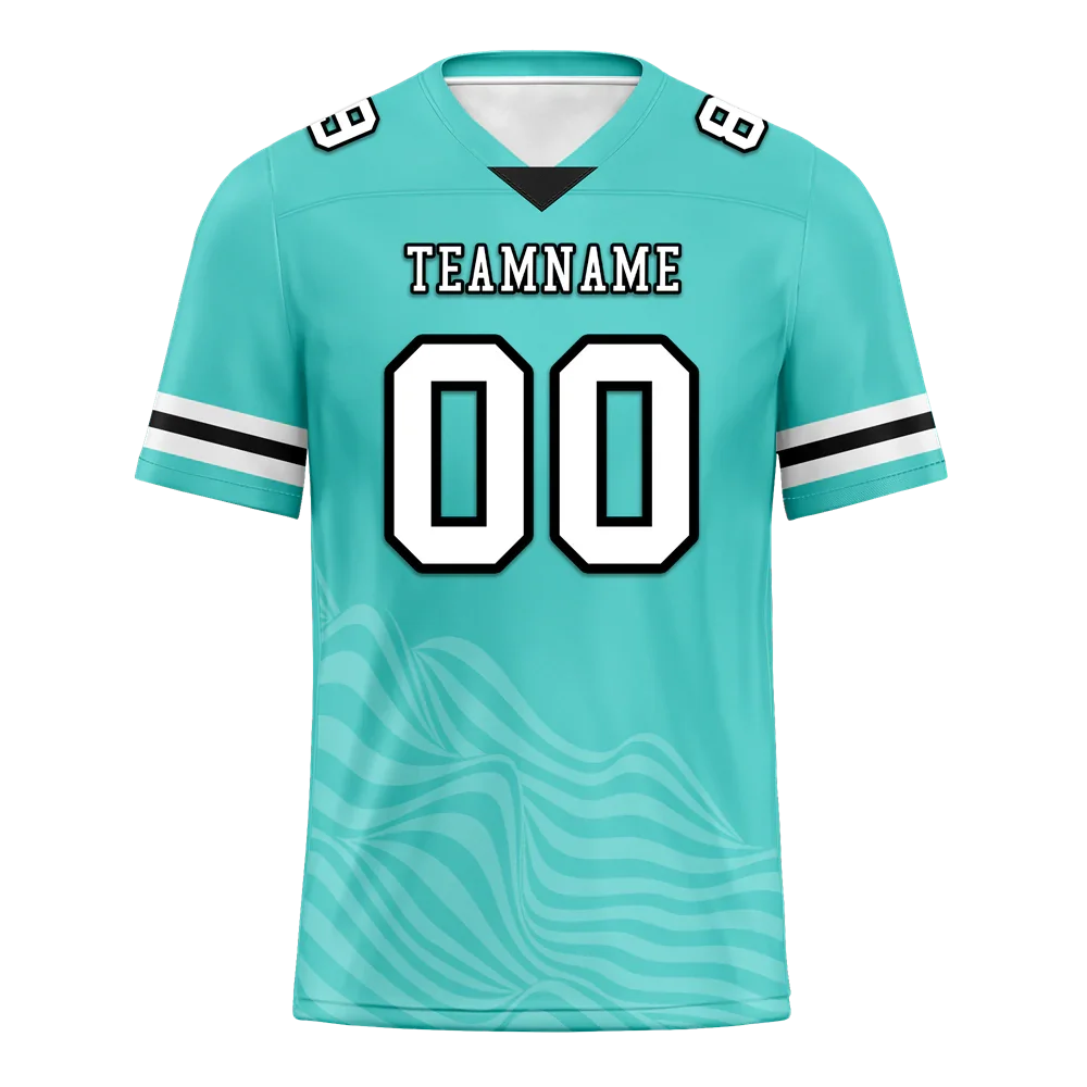Custom Aqua Sleeve Stripes White Personalized Authentic Football Jersey FBJ02-bc0f0da - Coolcustomize