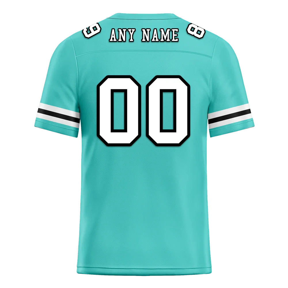 Custom Aqua Sleeve Stripes White Personalized Authentic Football Jersey FBJ02-bc0f0da - Coolcustomize
