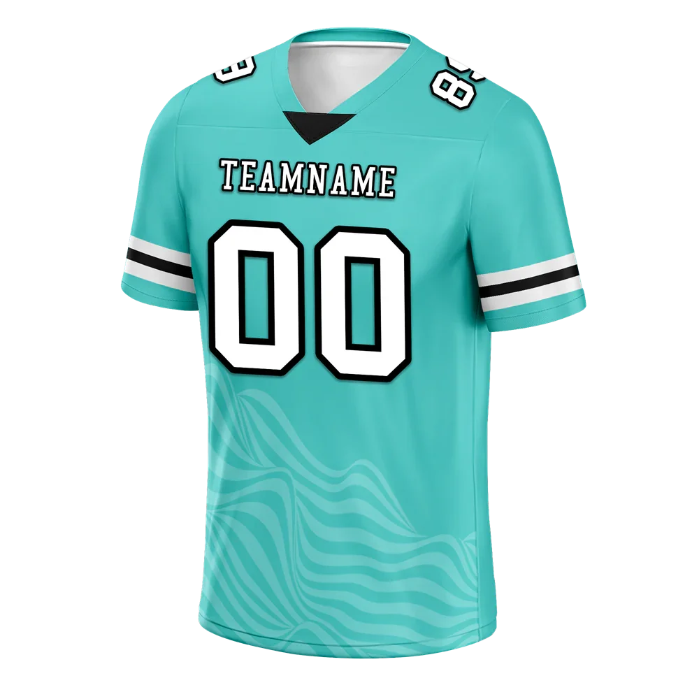 Custom Aqua Sleeve Stripes White Personalized Authentic Football Jersey FBJ02-bc0f0da - Coolcustomize