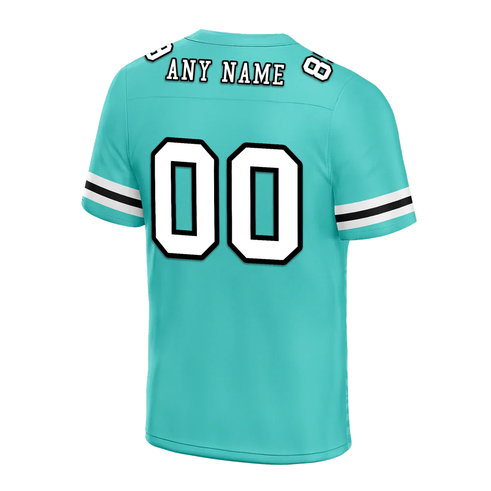 Custom Aqua Sleeve Stripes White Personalized Authentic Football Jersey FBJ02-bc0f0da - Coolcustomize
