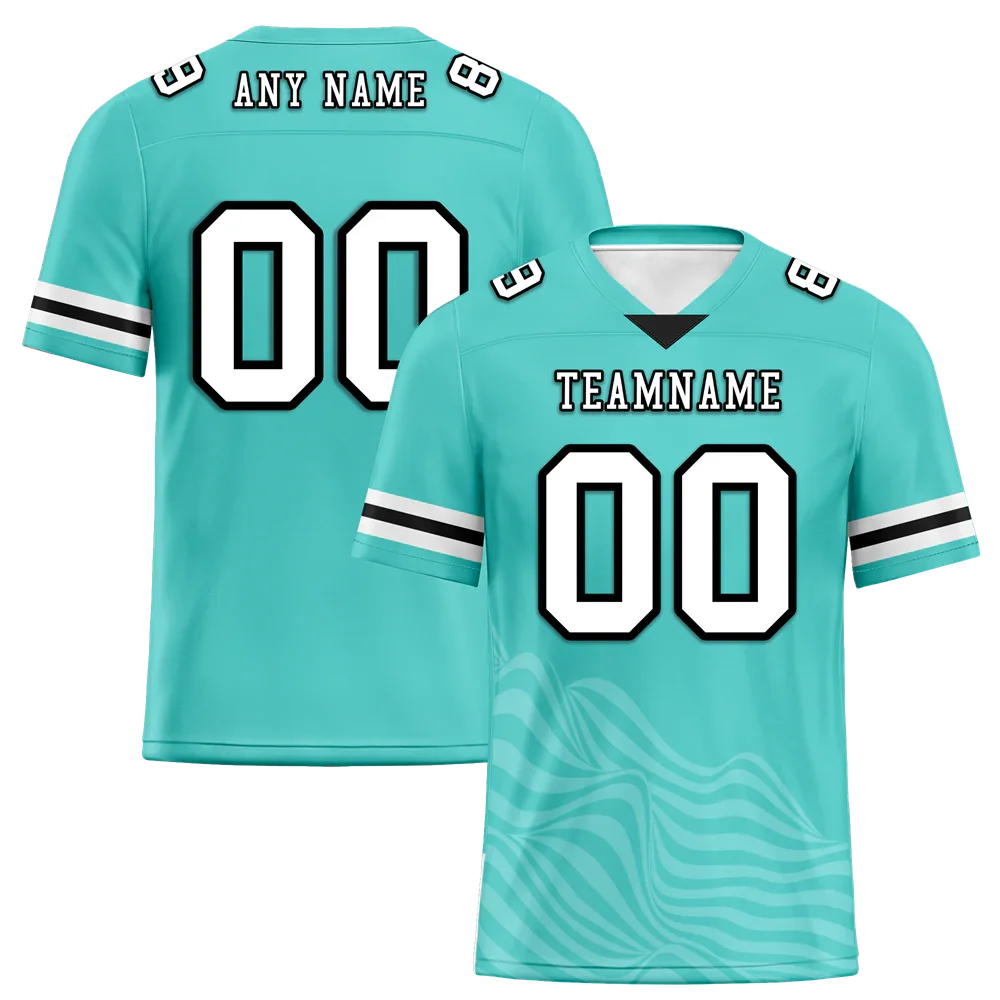 Custom Aqua Sleeve Stripes White Personalized Authentic Football Jersey FBJ02-bc0f0da - Coolcustomize