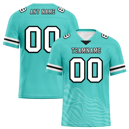 Custom Aqua Sleeve Stripes White Personalized Authentic Football Jersey FBJ02-bc0f0da - Coolcustomize