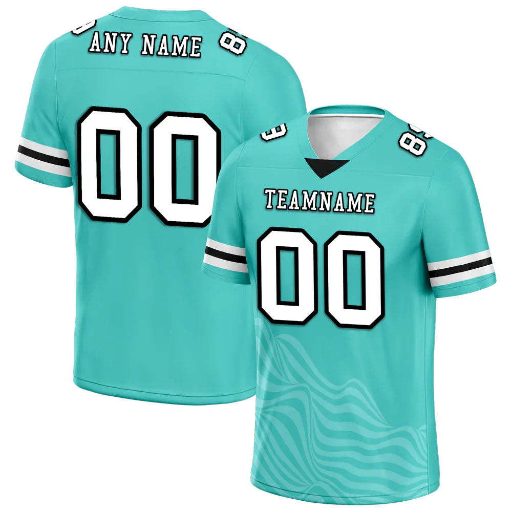 Custom Aqua Sleeve Stripes White Personalized Authentic Football Jersey FBJ02-bc0f0da - Coolcustomize