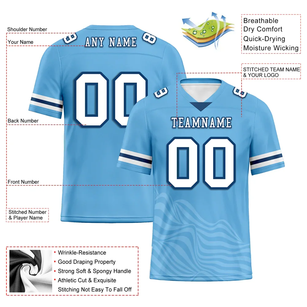 Custom Blue Sleeve Stripes White Personalized Authentic Football Jersey FBJ02-bc0f0db - Coolcustomize