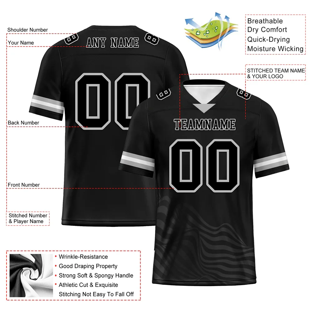 Custom Black Sleeve Stripes Black Personalized Authentic Football Jersey FBJ02-bc0f0dc - Coolcustomize