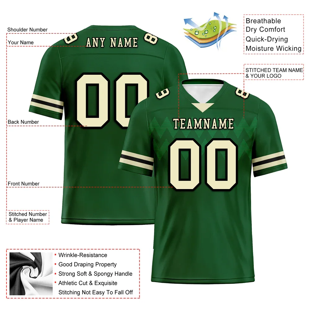 Custom Green Sleeve Stripes Yellow Personalized Authentic Football Jersey FBJ02-bc0f0de - Coolcustomize