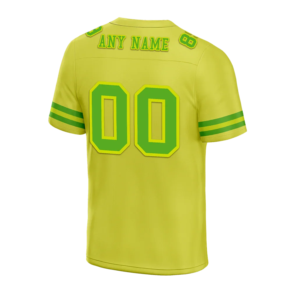 Custom Yellow Sleeve Stripes Green Personalized Authentic Football Jersey FBJ02-bc0f0d9 - Coolcustomize