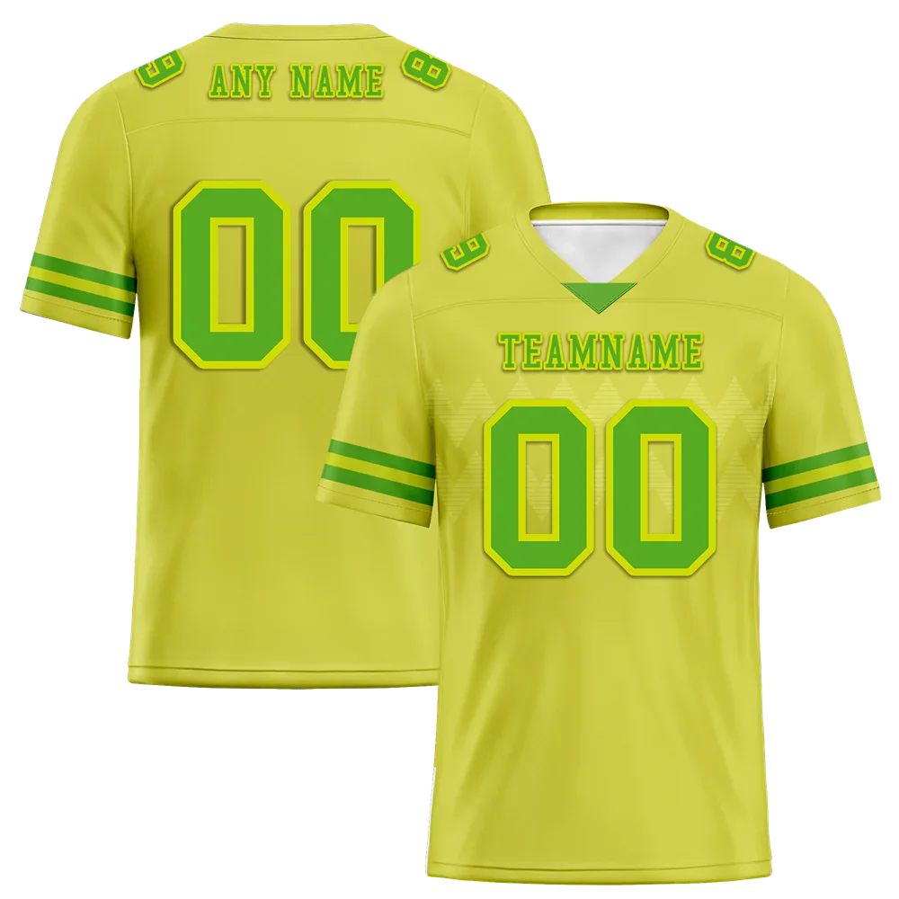 Custom Yellow Sleeve Stripes Green Personalized Authentic Football Jersey FBJ02-bc0f0d9 - Coolcustomize
