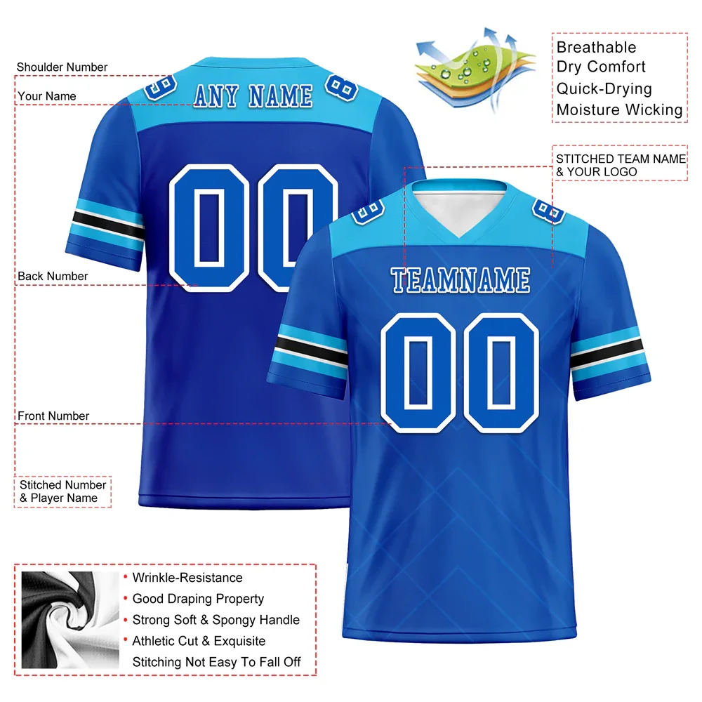 Custom Blue Sleeve Stripes Blue Personalized Authentic Football Jersey FBJ02-bc0f0eb - Coolcustomize