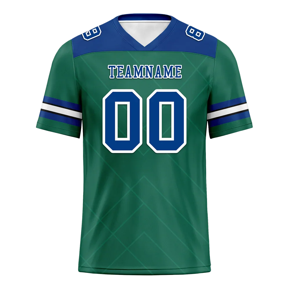 Custom Green Sleeve Stripes Blue Personalized Authentic Football Jersey FBJ02-bc0f0ec - Coolcustomize
