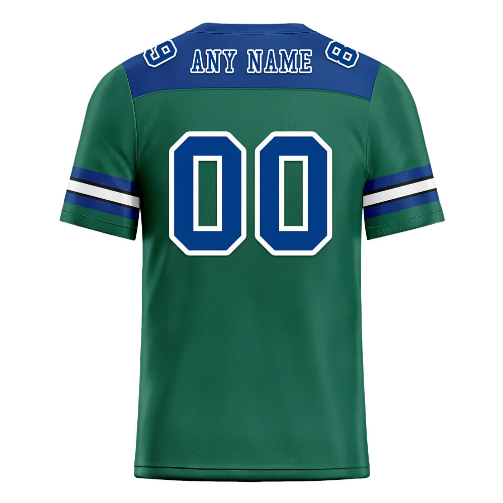 Custom Green Sleeve Stripes Blue Personalized Authentic Football Jersey FBJ02-bc0f0ec - Coolcustomize