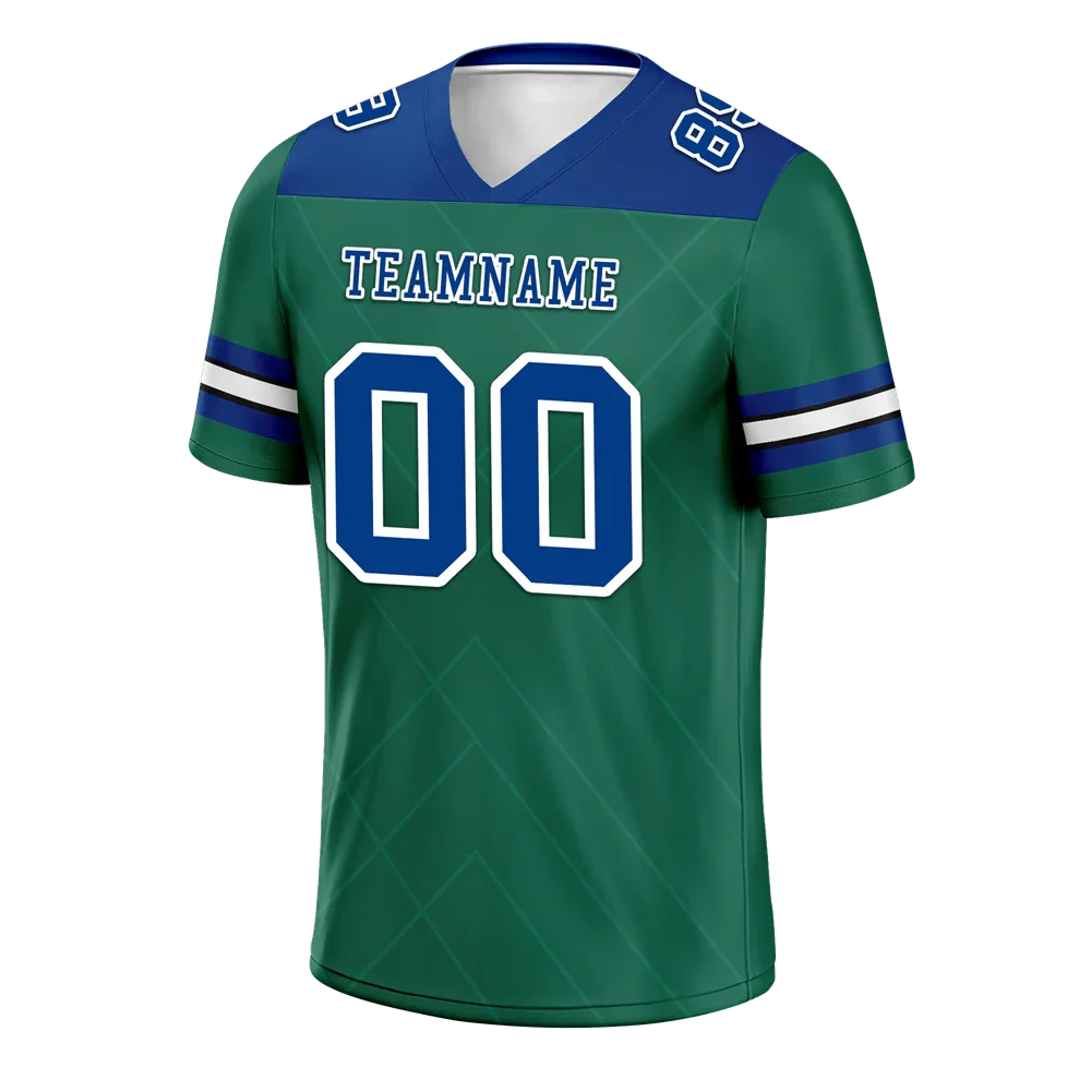 Custom Green Sleeve Stripes Blue Personalized Authentic Football Jersey FBJ02-bc0f0ec - Coolcustomize