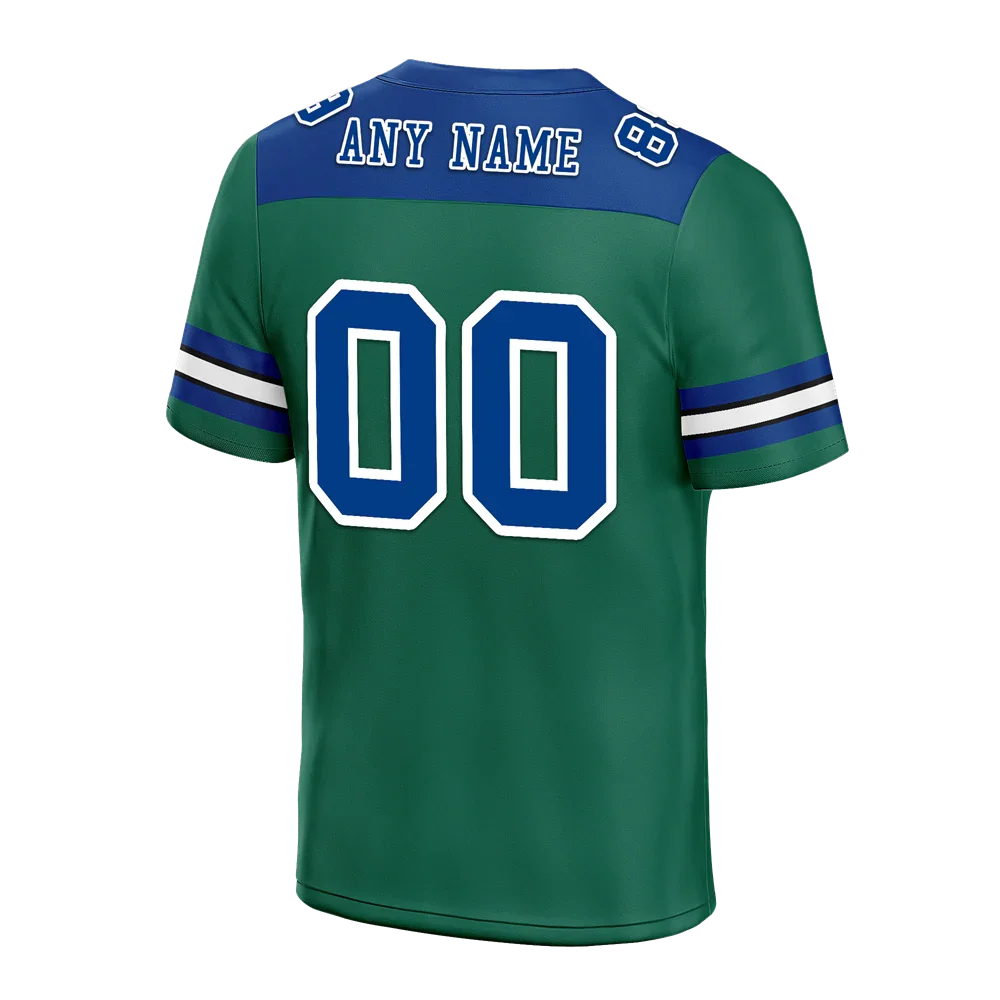Custom Green Sleeve Stripes Blue Personalized Authentic Football Jersey FBJ02-bc0f0ec - Coolcustomize
