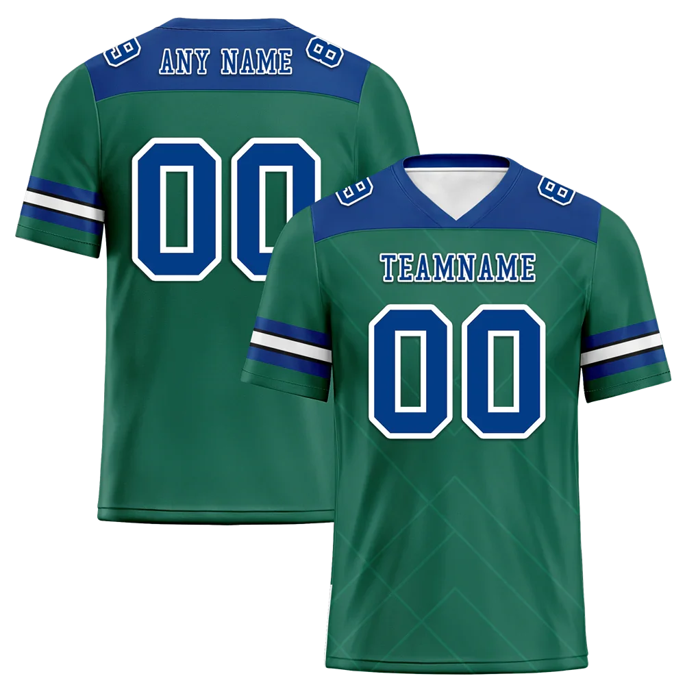 Custom Green Sleeve Stripes Blue Personalized Authentic Football Jersey FBJ02-bc0f0ec - Coolcustomize