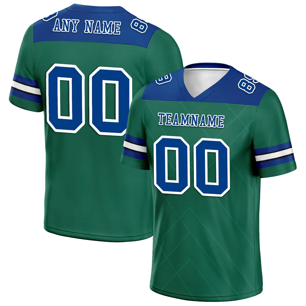 Custom Green Sleeve Stripes Blue Personalized Authentic Football Jersey FBJ02-bc0f0ec - Coolcustomize