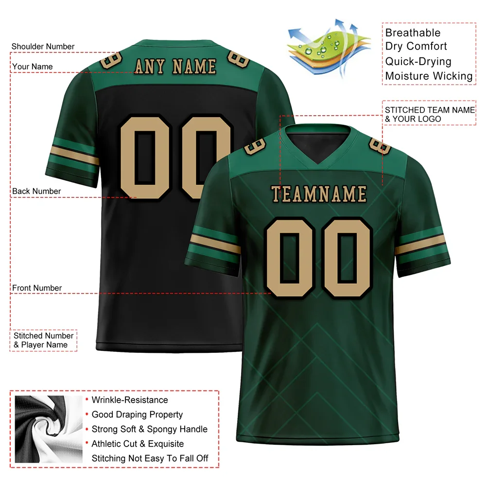 Custom Green Sleeve Stripes Orange Personalized Authentic Football Jersey FBJ02-bc0f0e8 - Coolcustomize