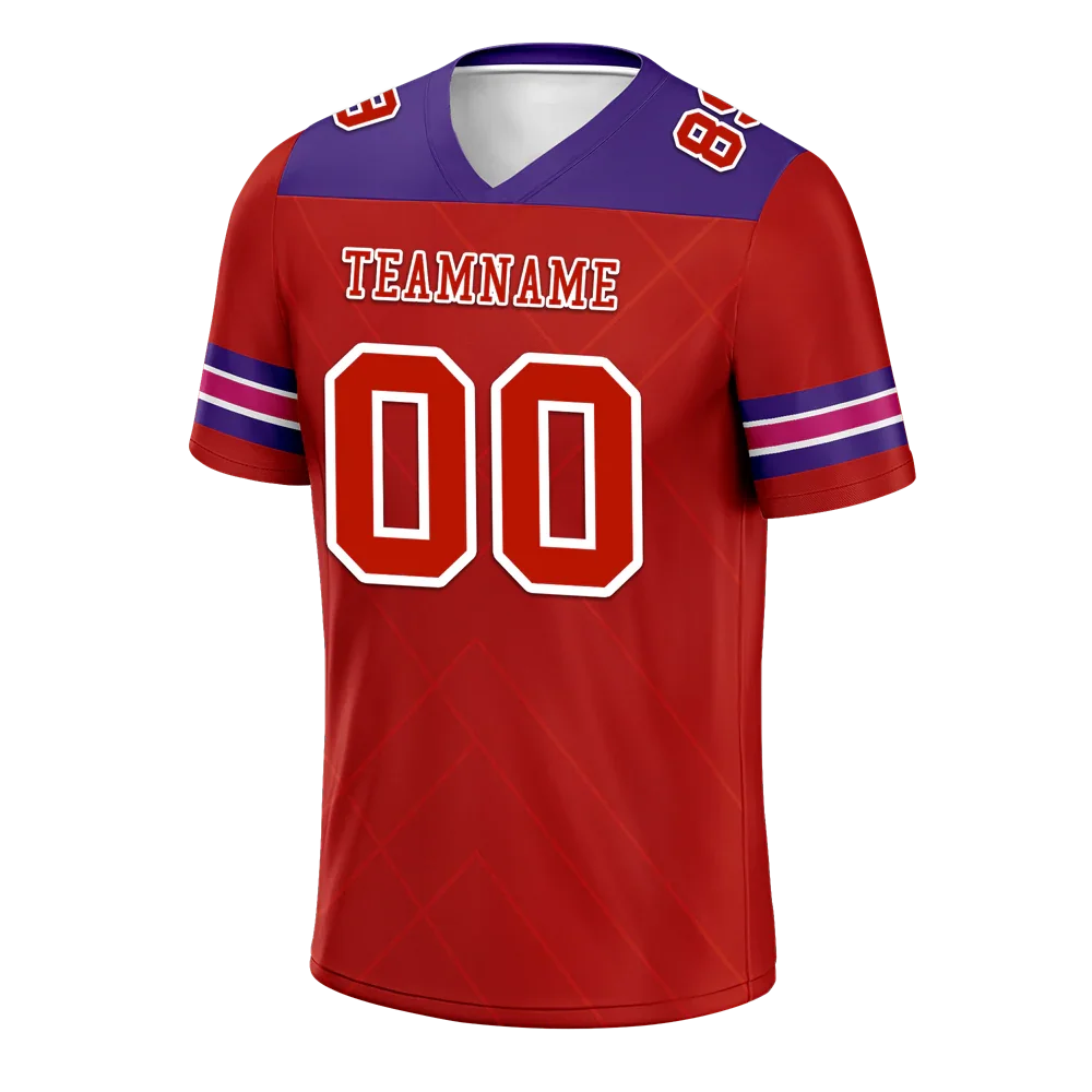 Custom Red Sleeve Stripes Red Personalized Authentic Football Jersey FBJ02-bc0f0e9 - Coolcustomize