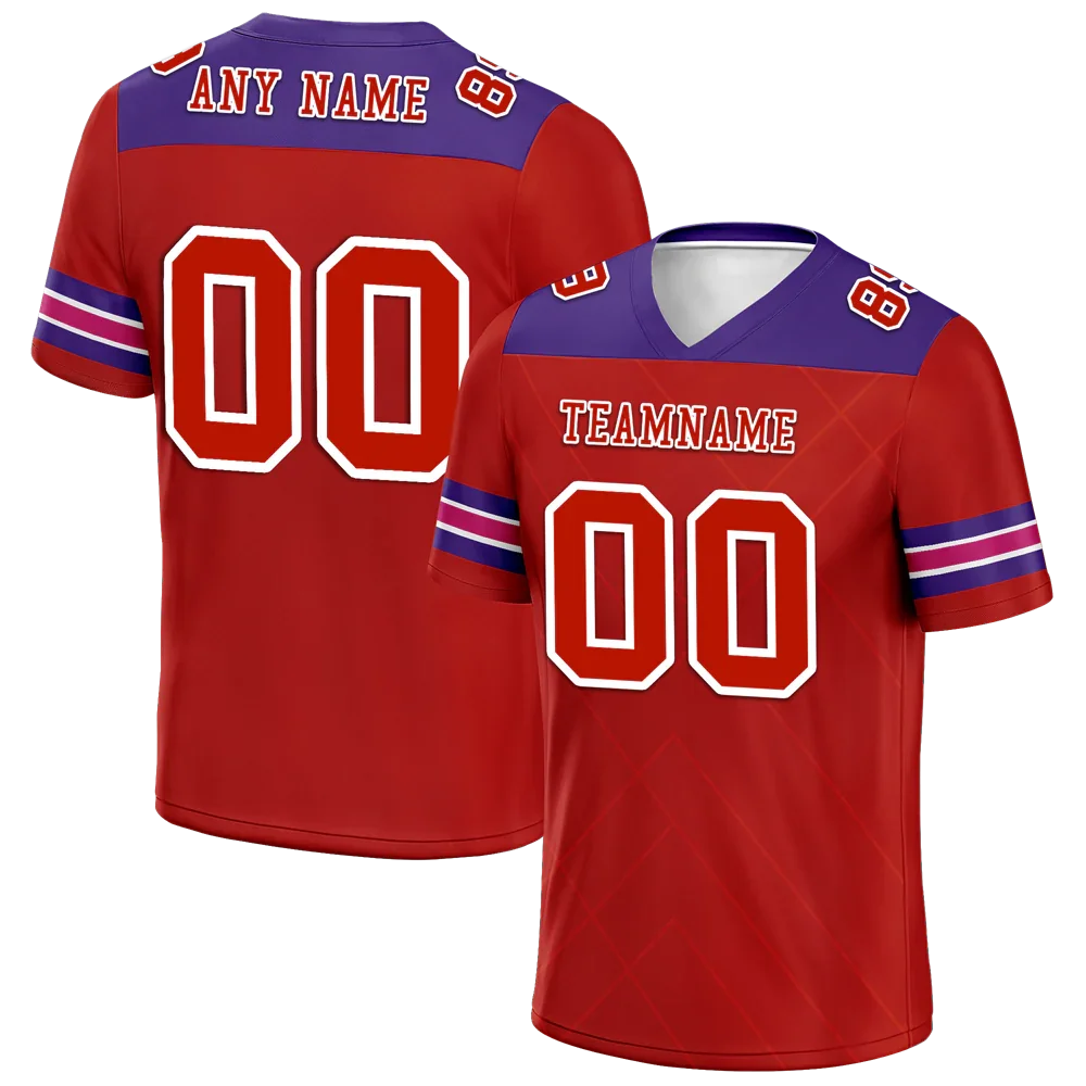 Custom Red Sleeve Stripes Red Personalized Authentic Football Jersey FBJ02-bc0f0e9 - Coolcustomize