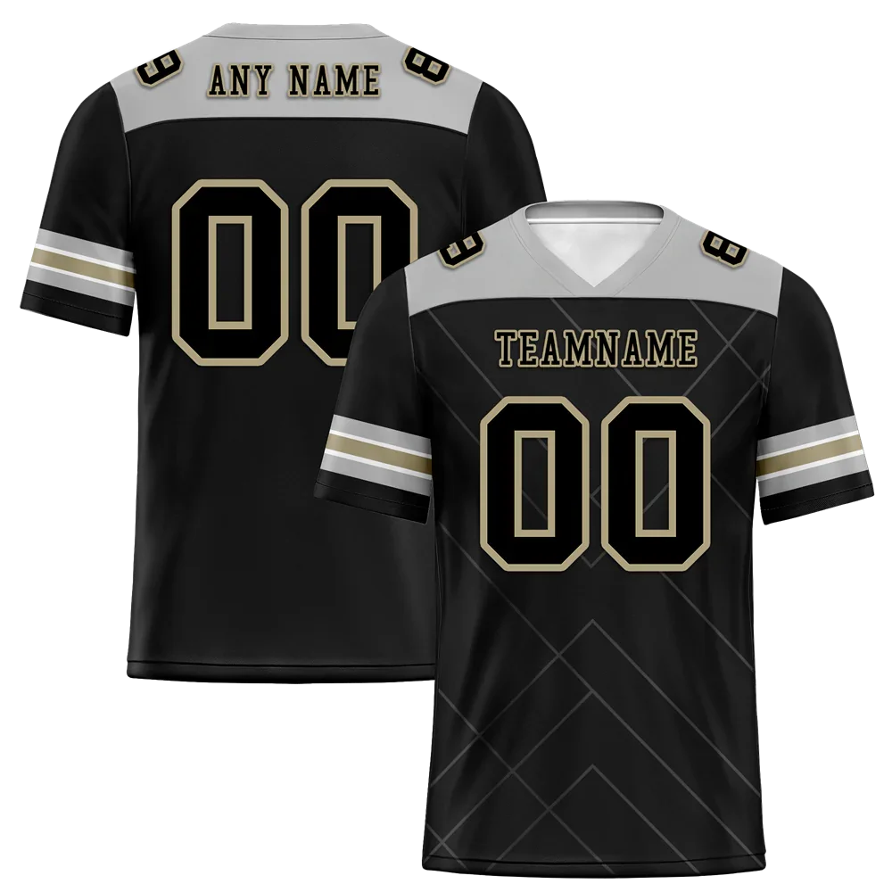 Custom Black Sleeve Stripes Black Personalized Authentic Football Jersey FBJ02-bc0f0f0 - Coolcustomize