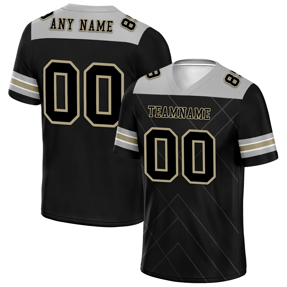 Custom Black Sleeve Stripes Black Personalized Authentic Football Jersey FBJ02-bc0f0f0 - Coolcustomize
