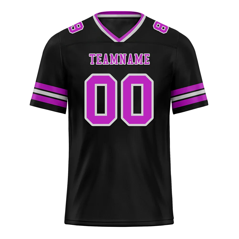 Custom Black Sleeve Stripes Purple Personalized Authentic Football Jersey FBJ02-bc0f0fa - Coolcustomize