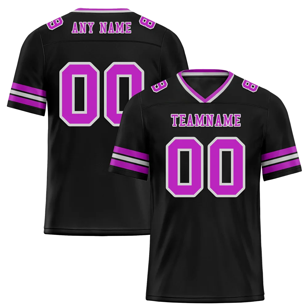Custom Black Sleeve Stripes Purple Personalized Authentic Football Jersey FBJ02-bc0f0fa - Coolcustomize