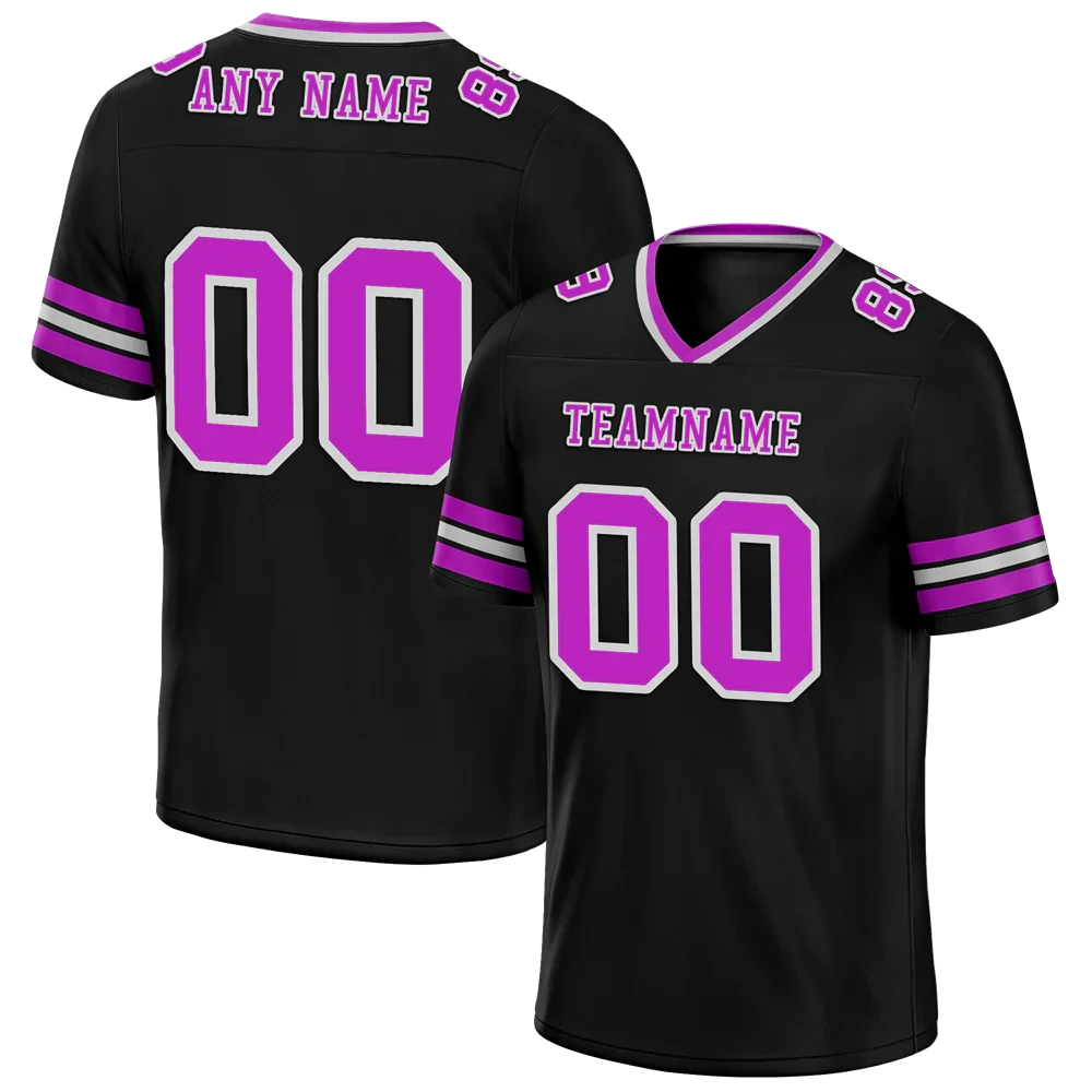 Custom Black Sleeve Stripes Purple Personalized Authentic Football Jersey FBJ02-bc0f0fa - Coolcustomize