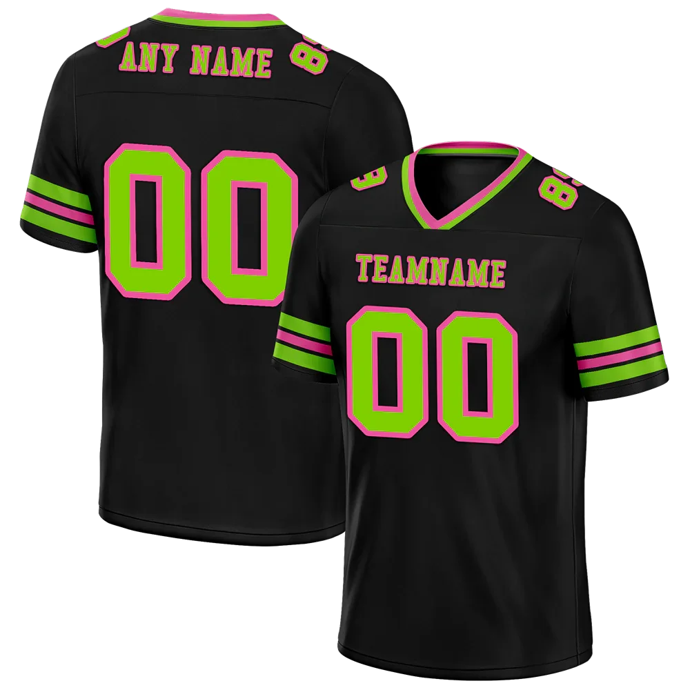 Custom Black Sleeve Stripes Green Personalized Authentic Football Jersey FBJ02-bc0f0fb - Coolcustomize