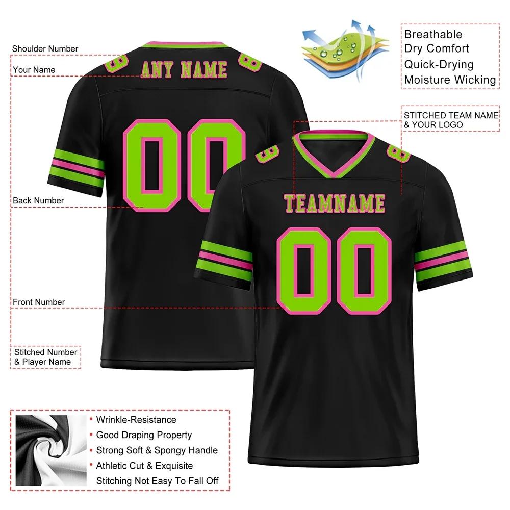 Custom Black Sleeve Stripes Green Personalized Authentic Football Jersey FBJ02-bc0f0fb - Coolcustomize