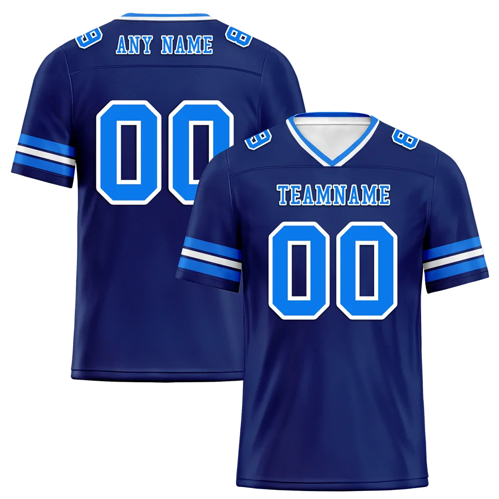 Custom Blue Sleeve Stripes Blue Personalized Authentic Football Jersey FBJ02-bc0f0fc - Coolcustomize