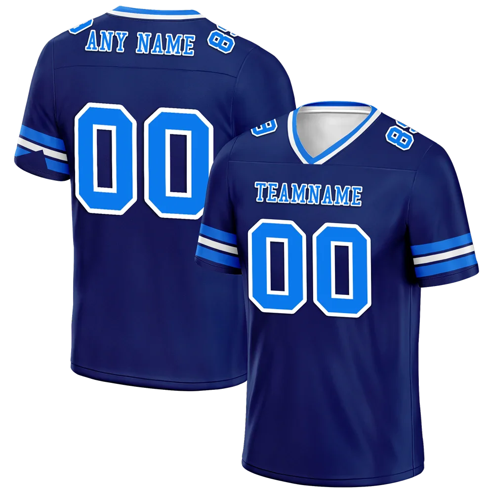 Custom Blue Sleeve Stripes Blue Personalized Authentic Football Jersey FBJ02-bc0f0fc - Coolcustomize
