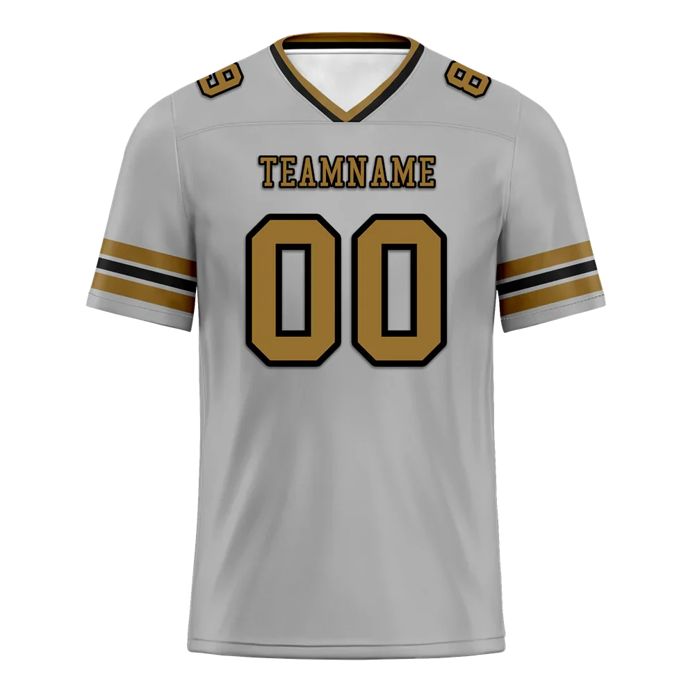 Custom Grey Sleeve Stripes Grey Personalized Authentic Football Jersey FBJ02-bc0f0fd - Coolcustomize